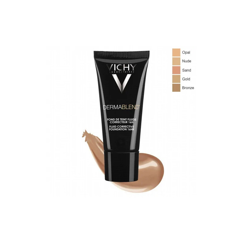 VICHY DERMABLEND FOND DE TEINT FLUIDE CORRECTEUR 16H TEINTE 35 SAND, 30ML