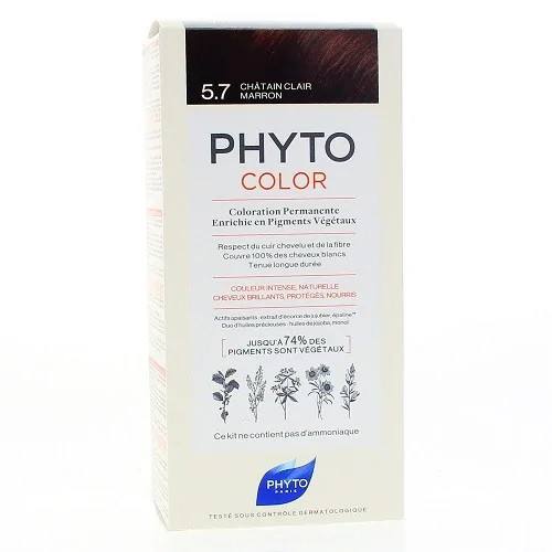 PHYTO PHYTOCOLOR COULEUR SOIN 5.7 CHATAIN CLAIR MARRON, 1 KIT