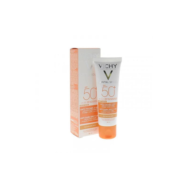 VICHY CAPITAL SOLEIL SOIN ANTI TACHES TEINTEE 3EN1 SPF50+, 50ML