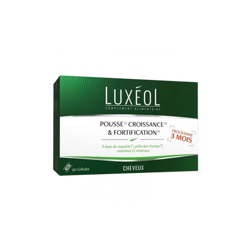 LUXEOL COMPLEMENT ALIMENTAIRE POUR CHEVEUX: POUSSE, CROISSANCE & FORTIFICATION 90 GELULES