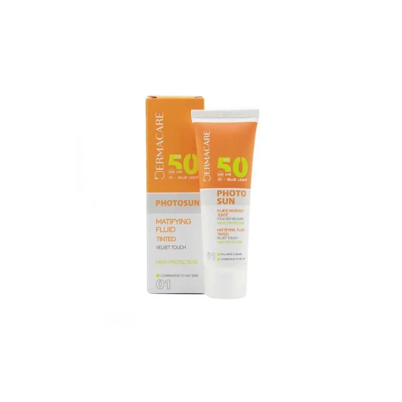 DERMACARE PHOTOSUN 01 FLUIDE MATIFIANTE TEINTE BEIGE ECLAT SPF 50+ 50ML