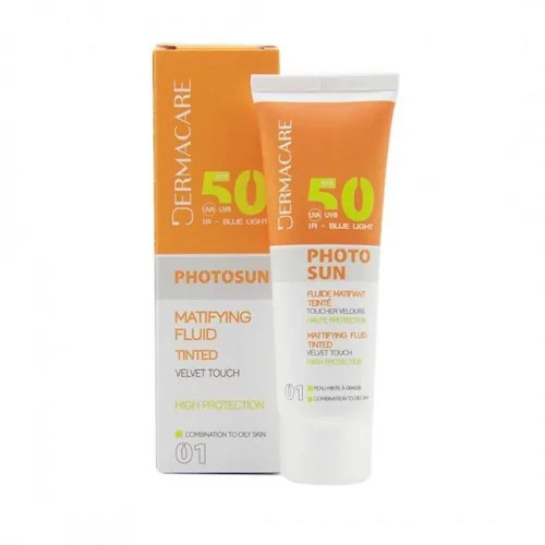 DERMACARE PHOTOSUN 01 FLUIDE MATIFIANTE TEINTE BEIGE ECLAT SPF 50+ 50ML