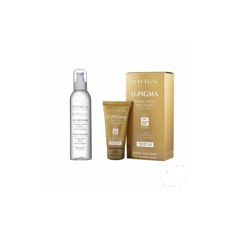 PHYTEAL DPIGMA ECRAN TEINTE BEIGE ROSÉ SPF50 + DPIGMA EAU MICELLAIRE A L'ALOE VERA 250ML (OFFERTE)