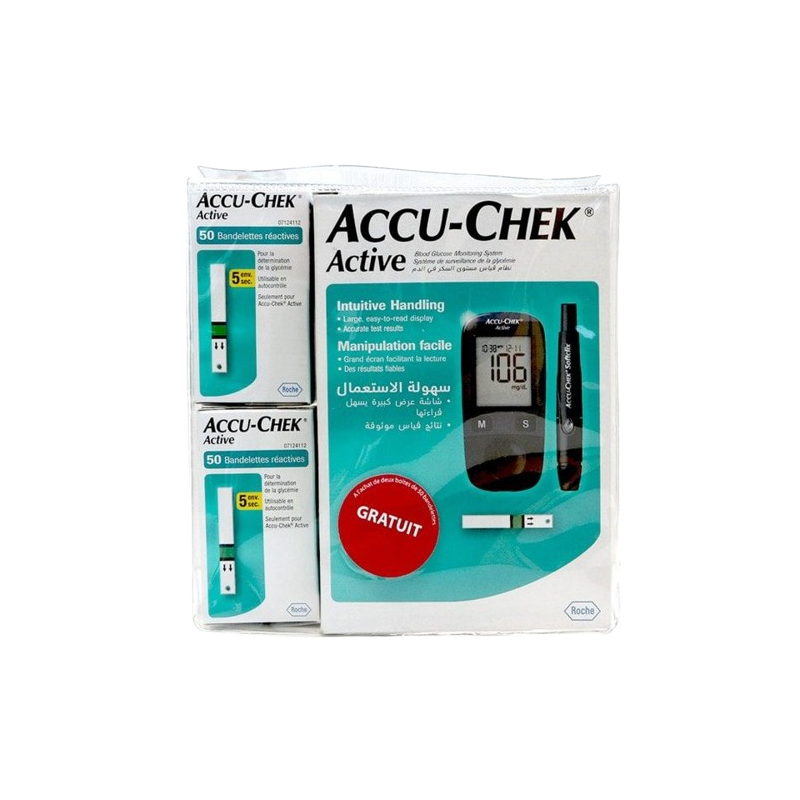 PACK ACCU-CHEK ACTIVE : APPAREIL DE MESURE + 100 BANDELETTES